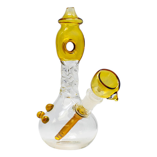 Yellow Twisted Bong Rainbow Perc 6in