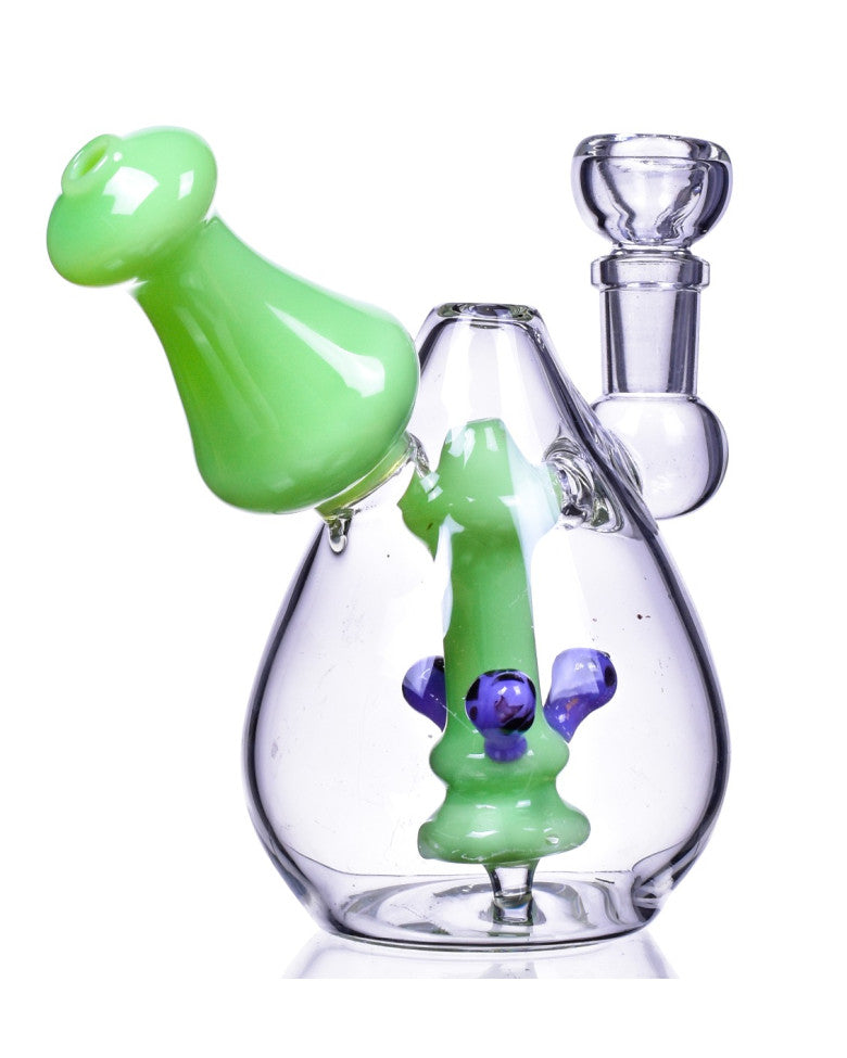 7 CLOVER MUSHROOM PERC WATER PIPE-Green