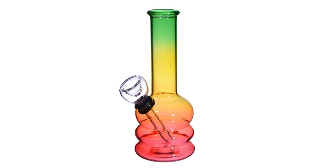 Yellow/Green Circ Perc Beaker 8in