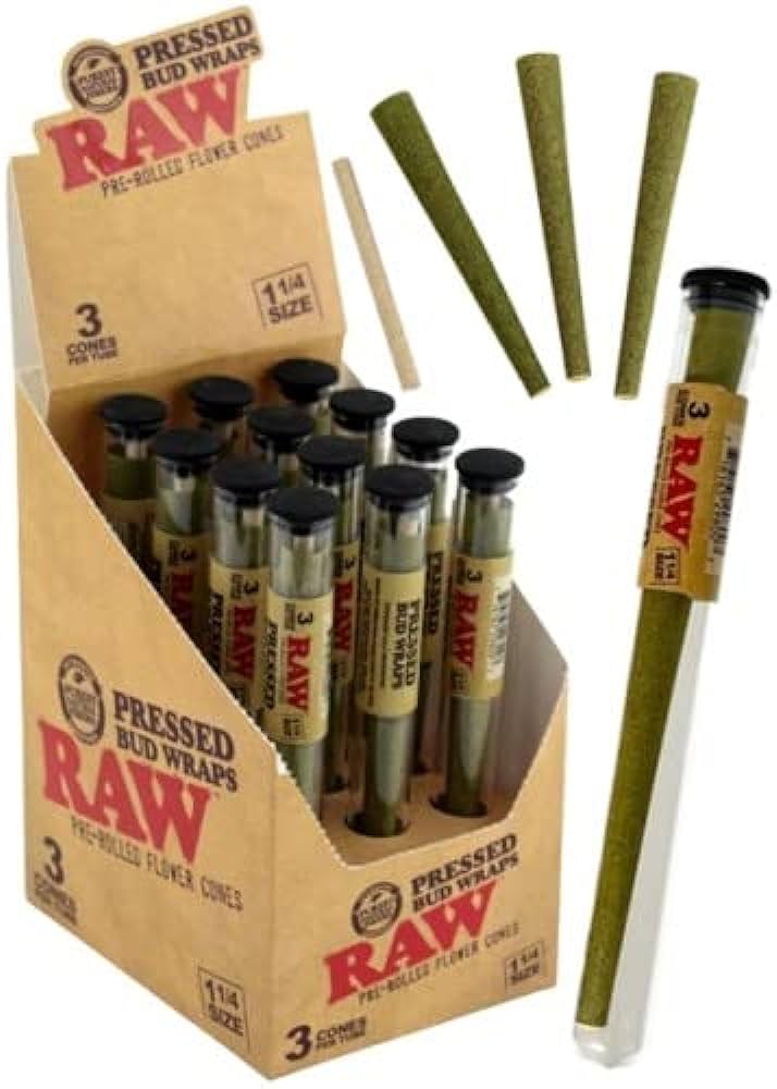 RAW Pressed Wraps Cones 1 1/4 3ct/tube