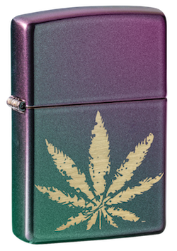 Zippo Weed Leaf and Symbols, Engraved -