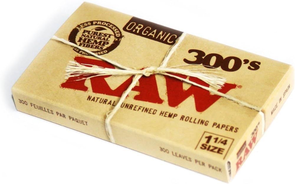 Raw 300s Organic hemp rolling Papers Box