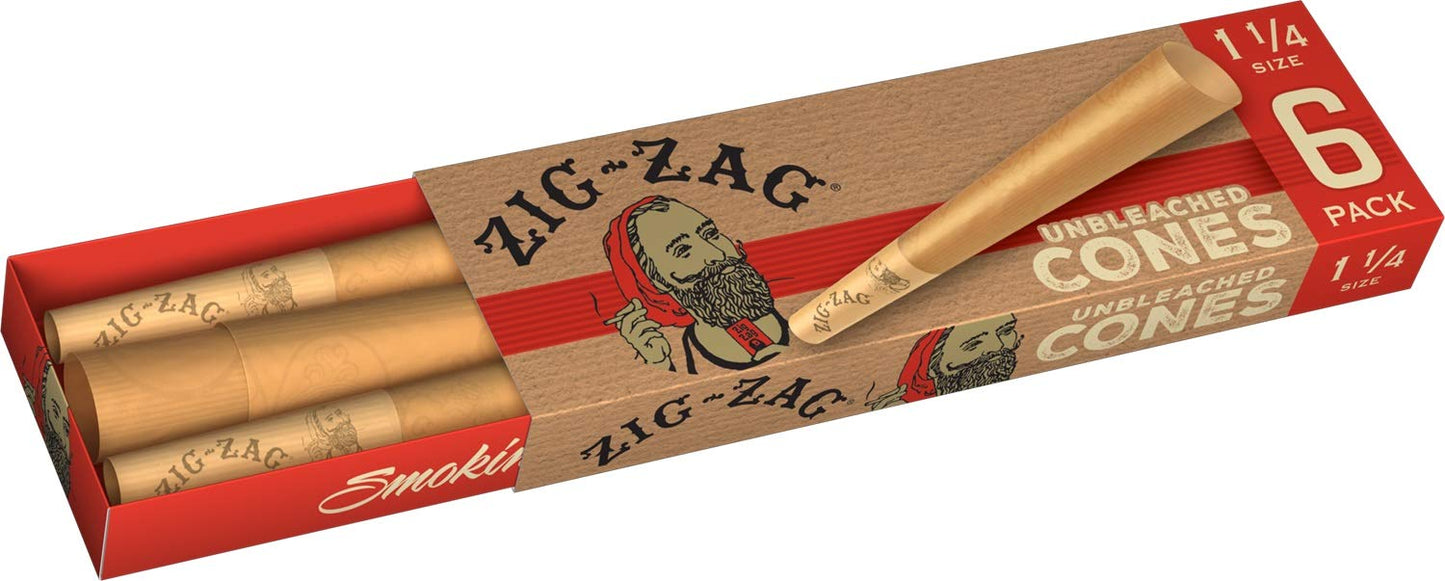 Zig Zag 6 PK Unbleached Cones 1 1/4