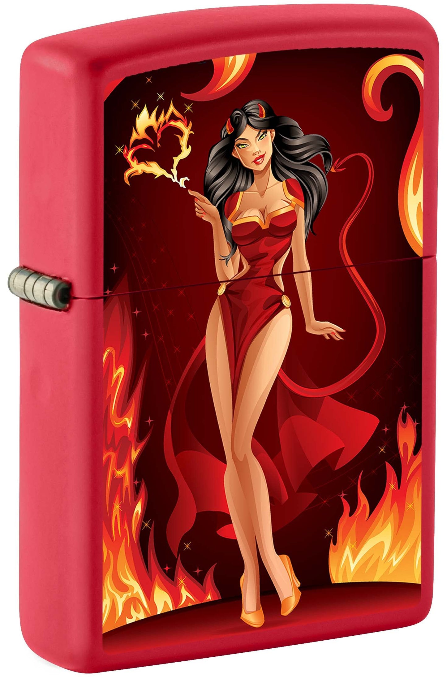 Zippo Brunette Devil Pin-Up Girl - Red M