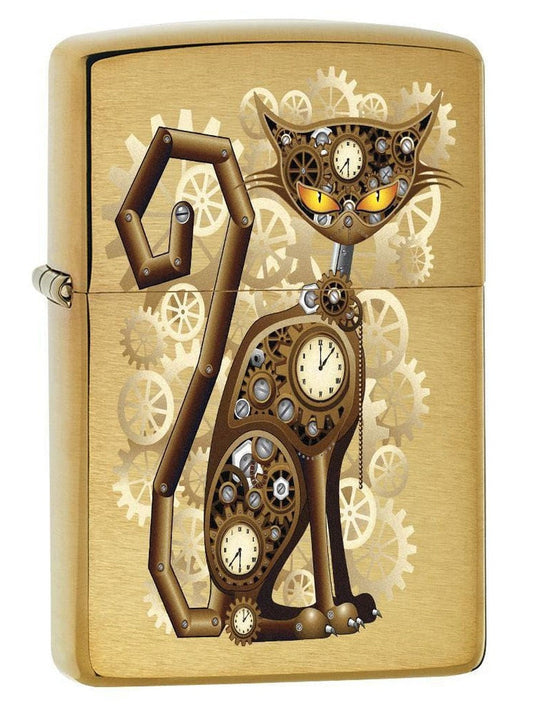 Zippo Steampunk Cat - Brushed Brass 7673