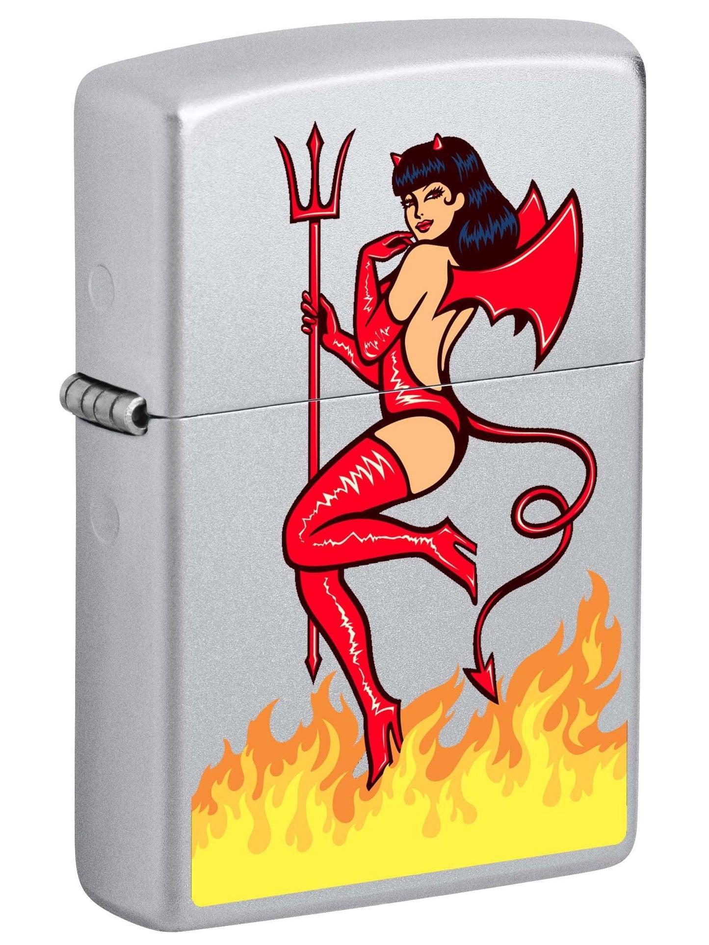 Zippo Devil Pin-Up Girl - Satin Chrome 8