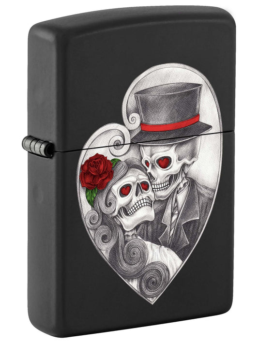 Zippo Gothic Skull Couple Design - Black