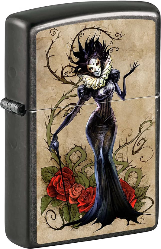 Zippo Goth Woman Design with Roses and T