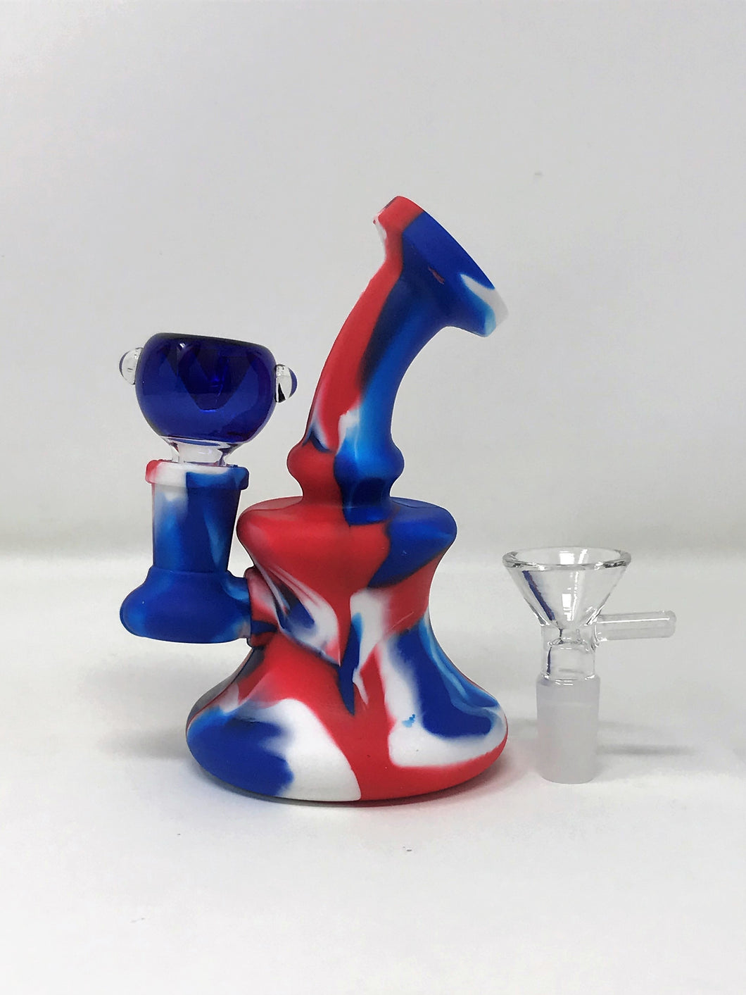 5" Silicone Bubbler Red & Blue White