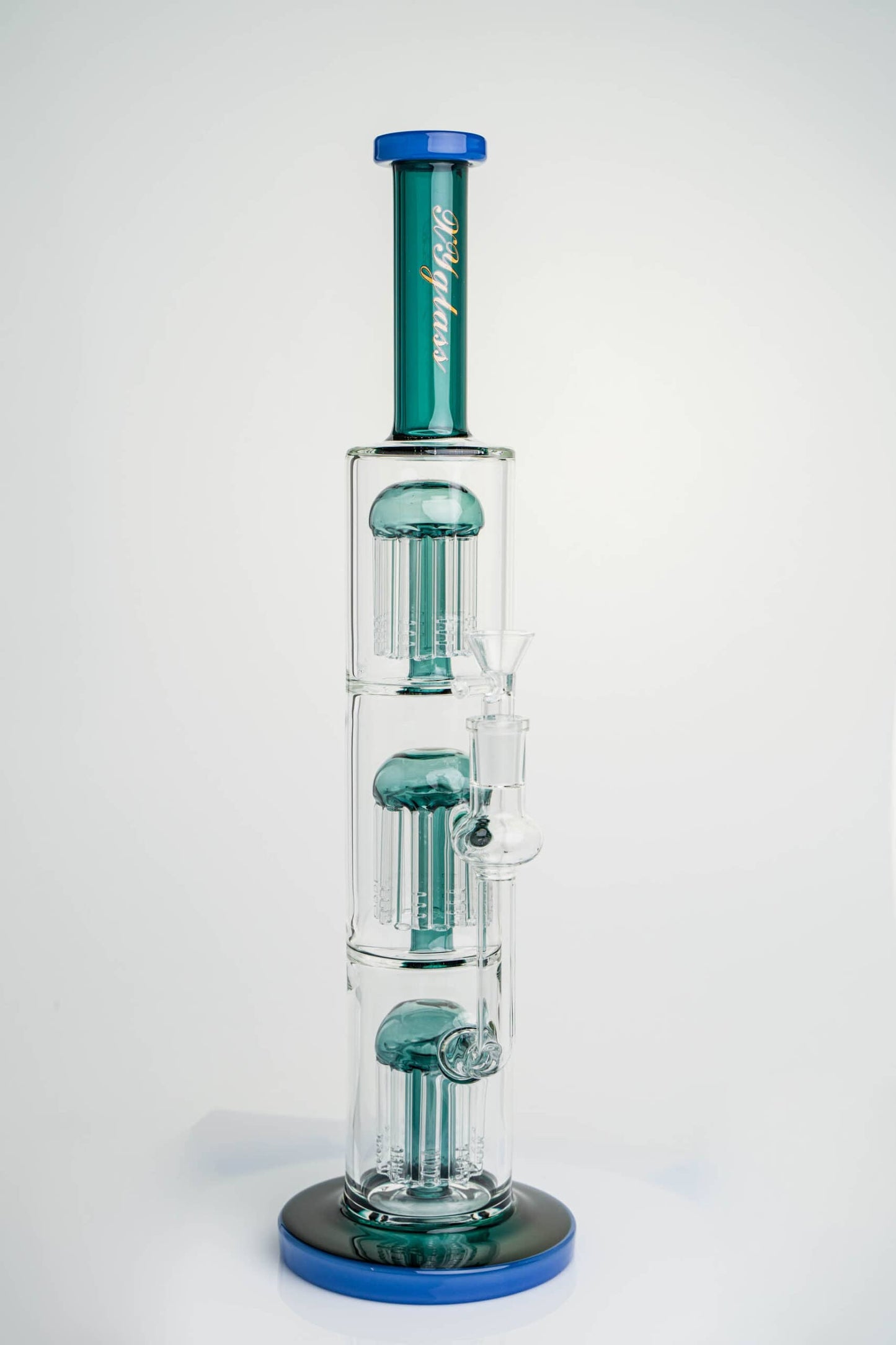 Blue/Yellow Stacked Circ Perc Bong 8in