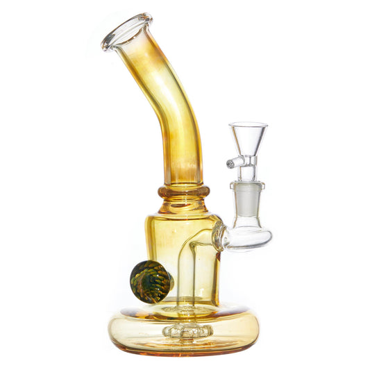 Yellow Horned Circ Perc Bong 7in