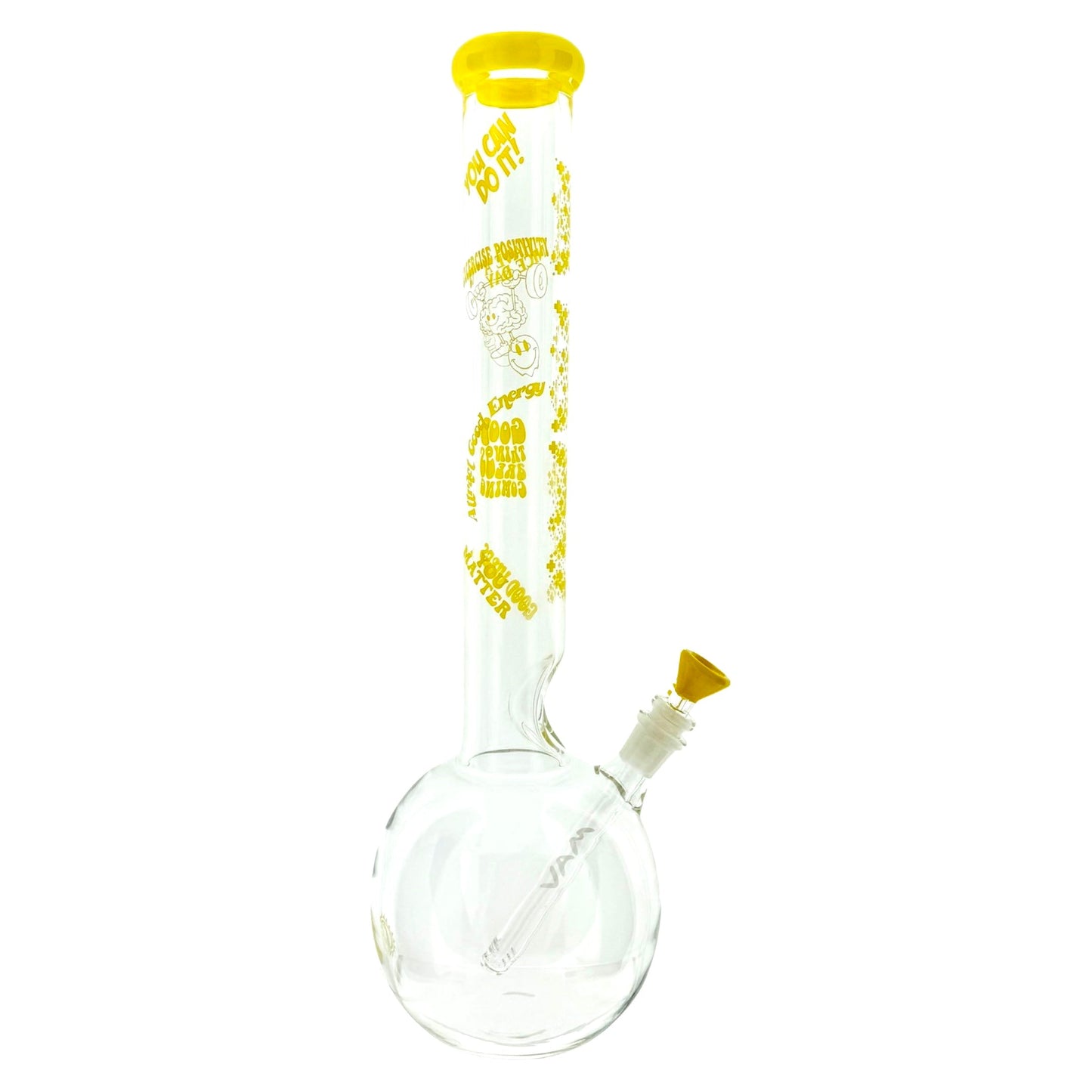 Yellow/Clear Circ Bong w Spotted Bands