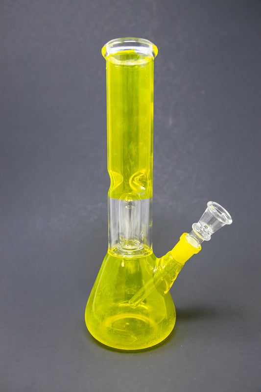 Yellow Tilted Bong with Tree Perc 9in