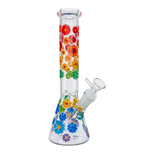 10" Beaker Bong - Rainbow Clear