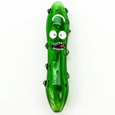 Yellow Pickle Rick Spinning Bong Green