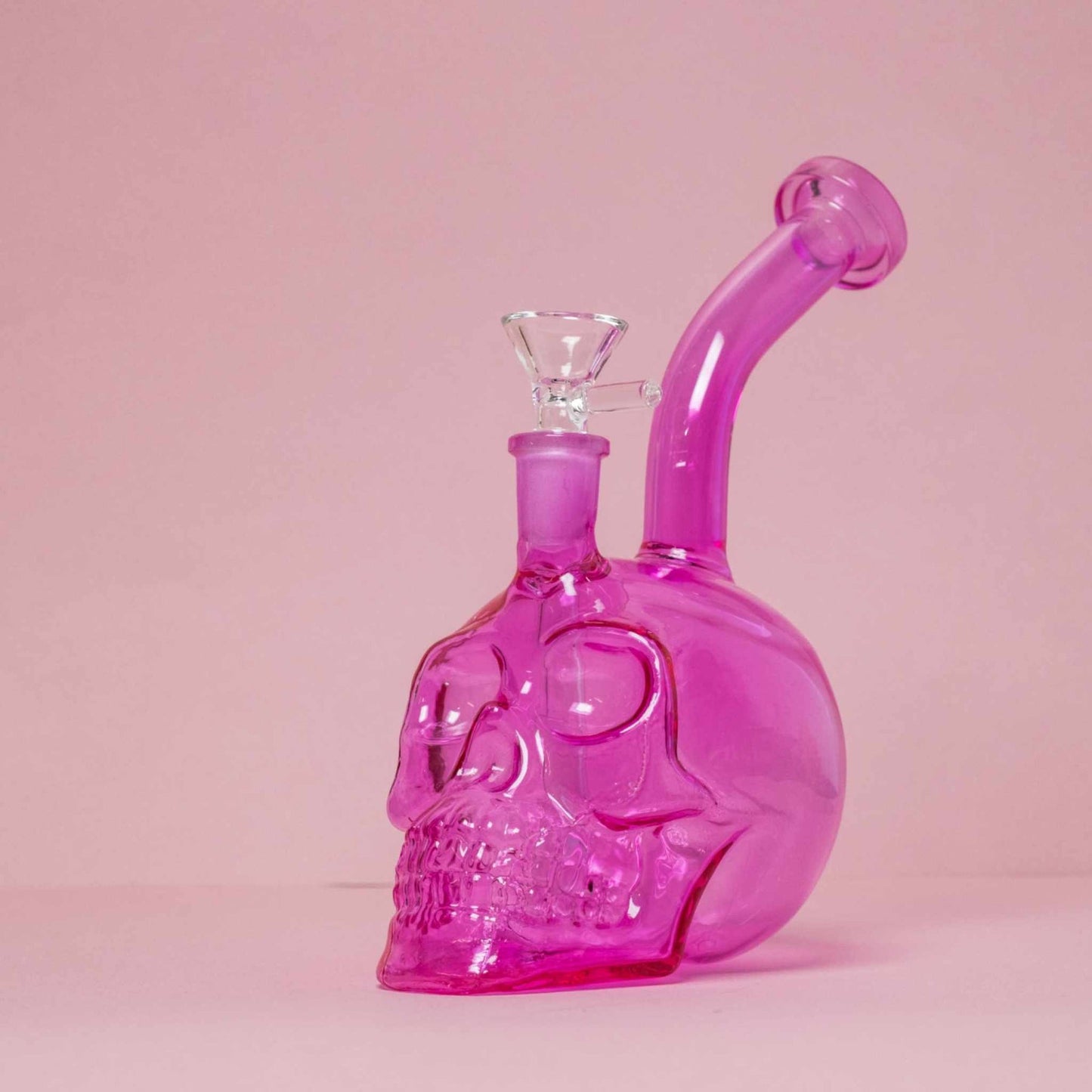 6" Pink Glass Skull Shaped Bong