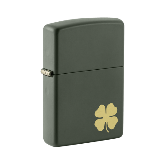 Zippo Four Leaf Clover, Engraved - Green