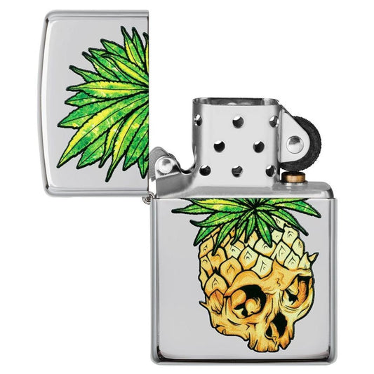 Zippo Weed Leaf on Pineapple Skull - Hig