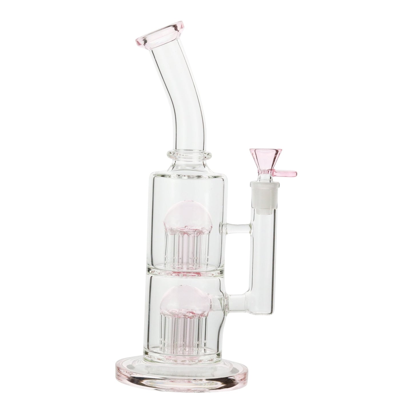 Pink Dual Circ Bong w Twisted Mouth 6in