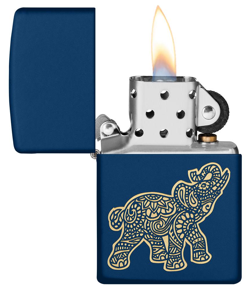 Zippo Lucky Elephant, Engraved - Navy Ma