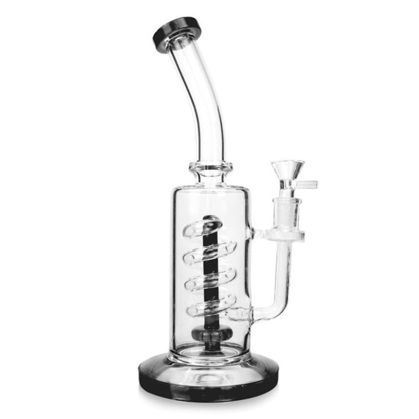 Black/White Straight Circ Perc Bong 6in