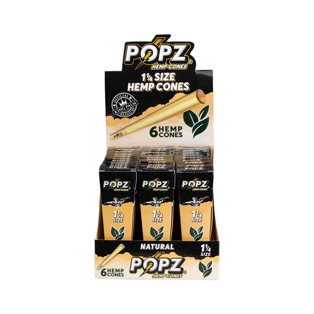 POPZ Natural Hemp Cones 1 1/4 Size 6pk